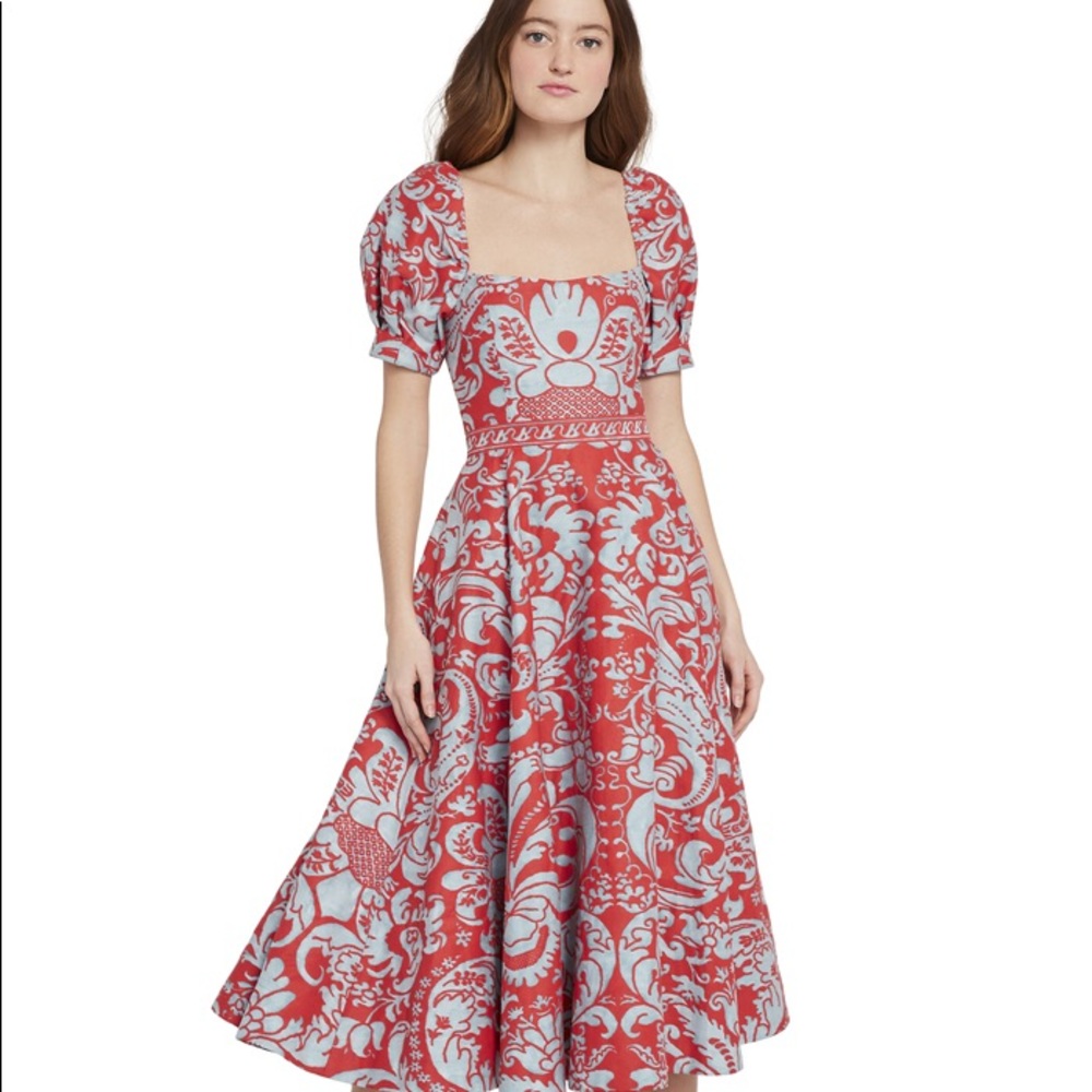 Alice + Olivia Fredia Puff Sleeve Midi Dress/Size4